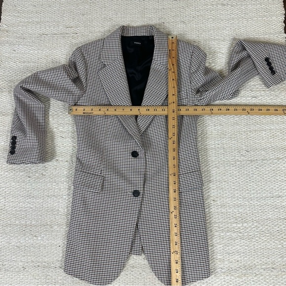 Theory Super Cinch Houndstooth Wool Blend Blazer Jacket Size 4 - Picture 9 of 16